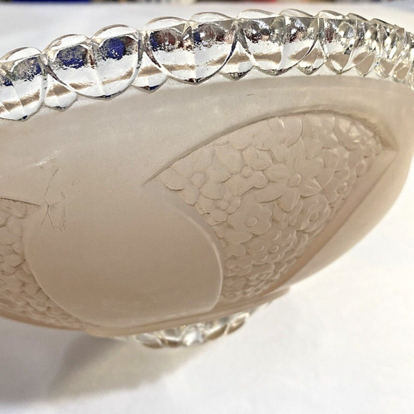 Vintage Glass Lightshade Thick Textured Pink & Clear 3-hole Hanging Shade Decor - Picture 7 of 8